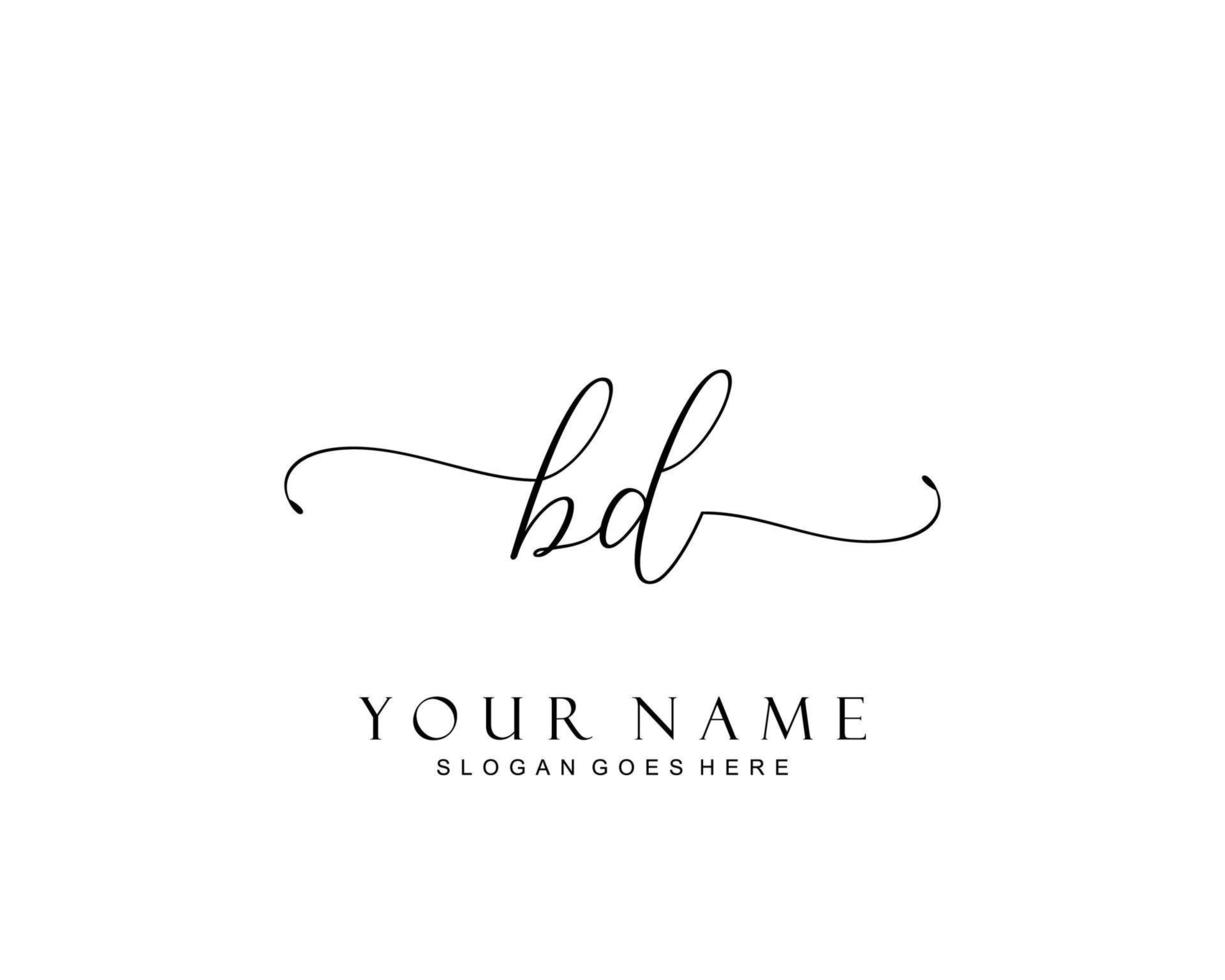 Initial BD beauty monogram and elegant logo design, handwriting logo of initial signature, wedding, fashion, floral and botanical with creative template. vector