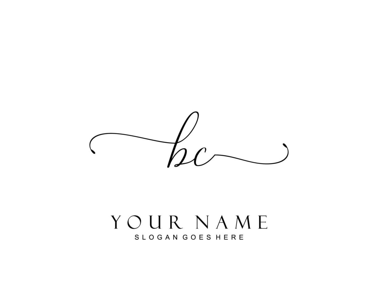 Initial BC beauty monogram and elegant logo design, handwriting logo of initial signature, wedding, fashion, floral and botanical with creative template. vector