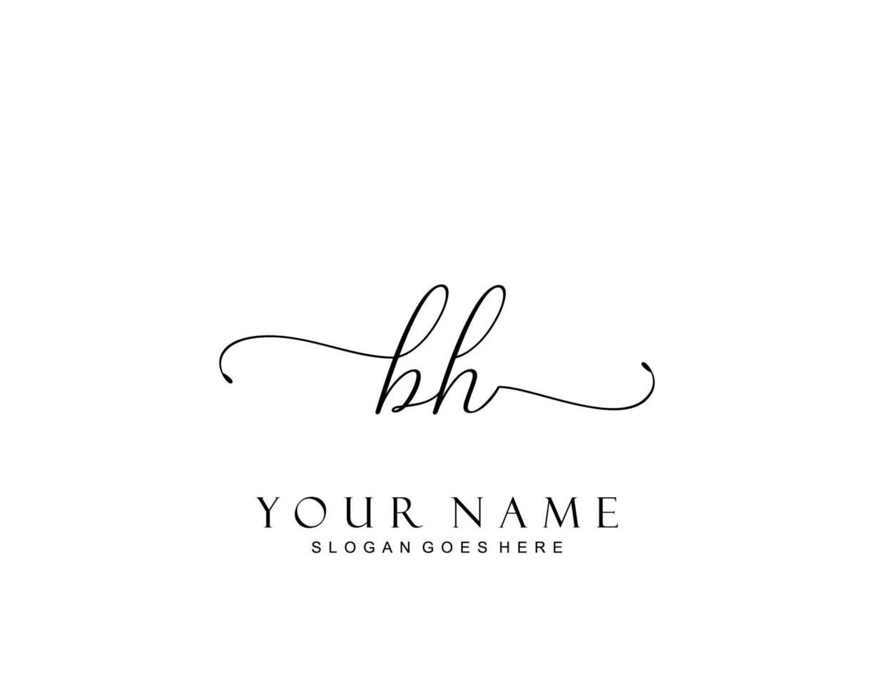 Initial BH beauty monogram and elegant logo design, handwriting logo of initial signature, wedding, fashion, floral and botanical with creative template. vector