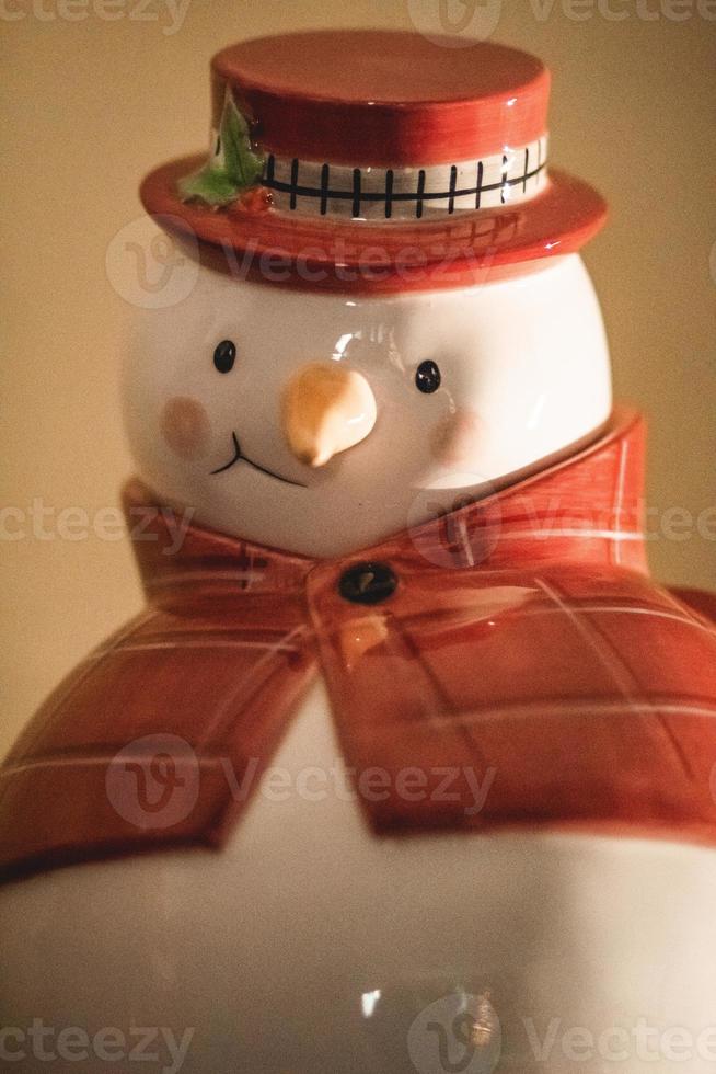 Happy Glass Snowman Christmas Cookie Jar photo