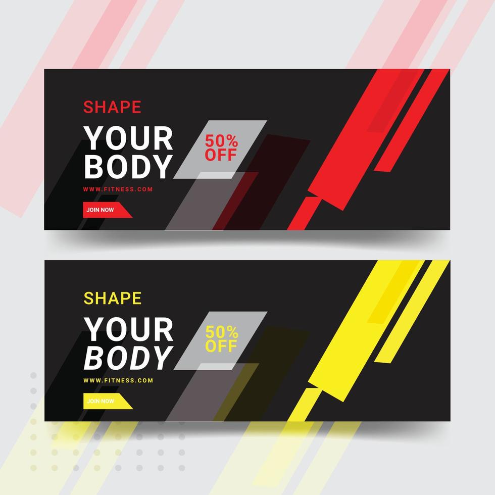 Fitness web banner templates design vector