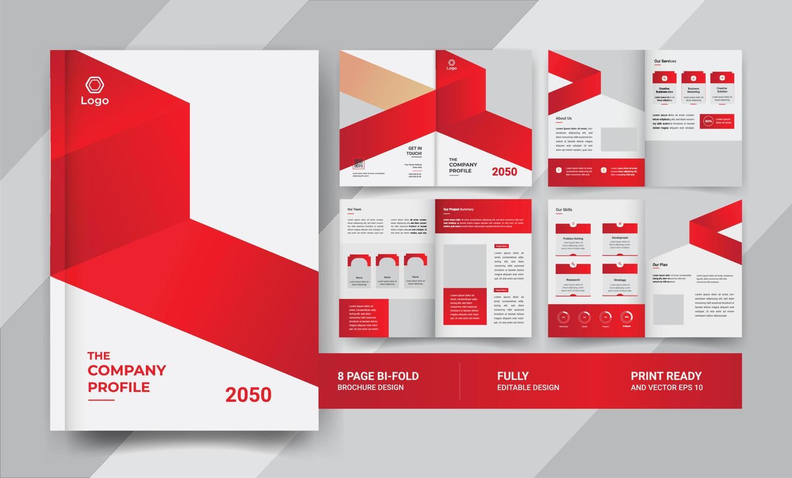 8 pages company brochure templates design vector