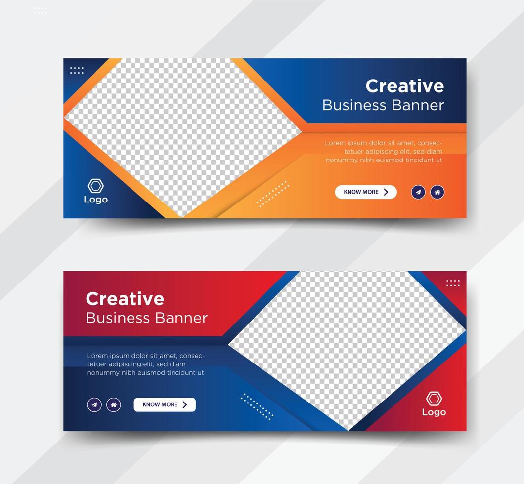 Business web banner, social media cover design vector