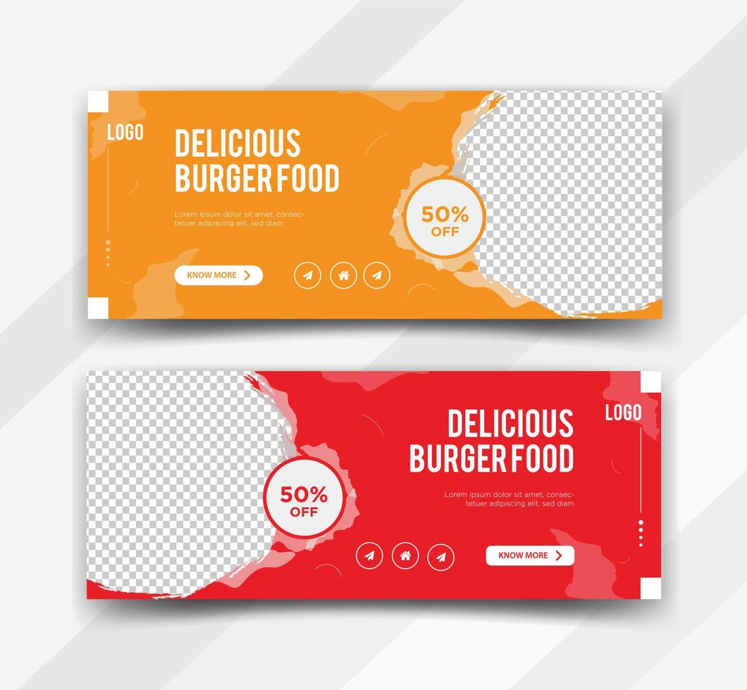Food, burger web banner templates design vector