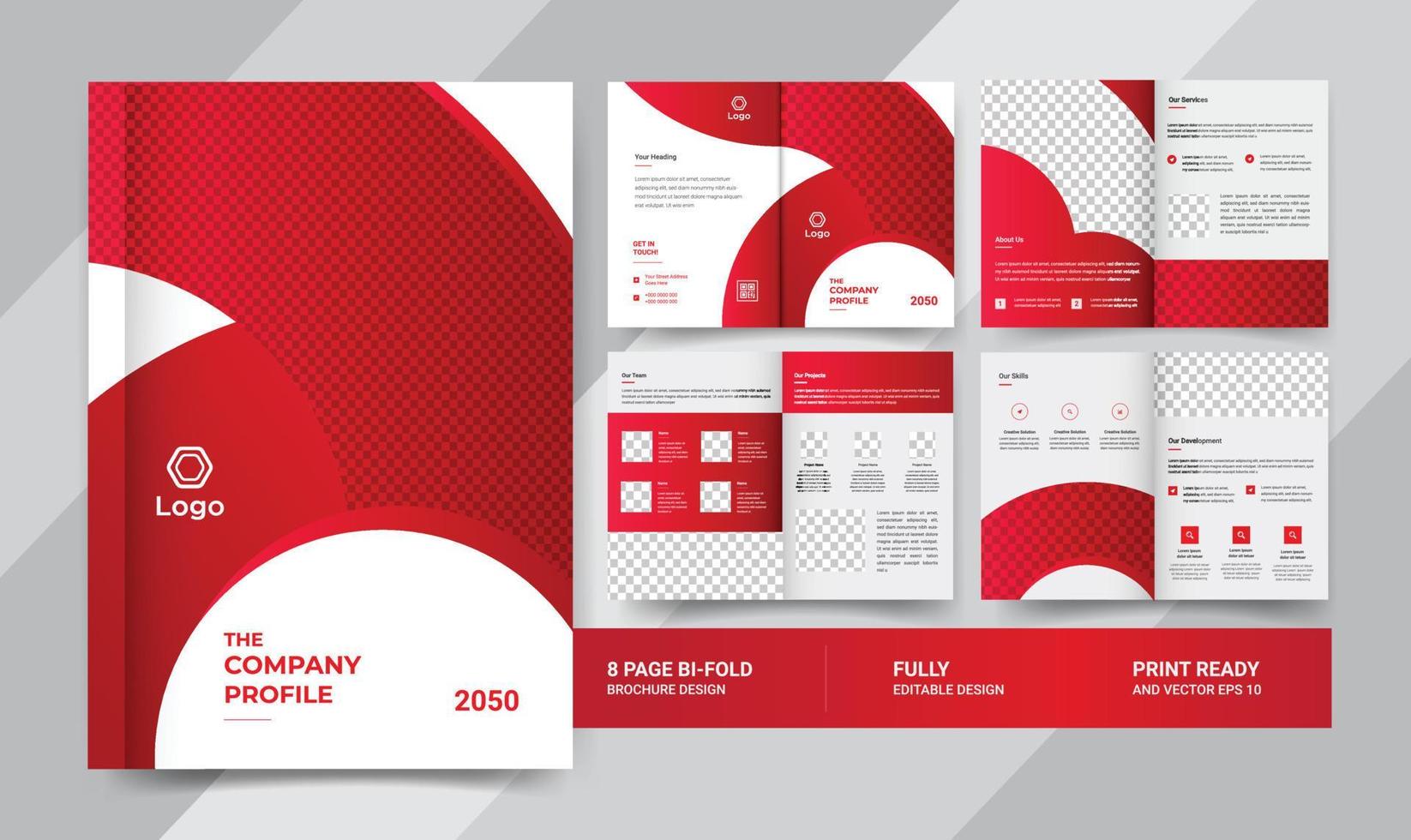 Diseño de plantillas de folleto de empresa de 8 páginas. vector