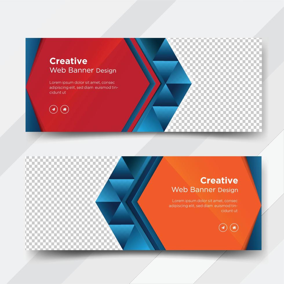 Business web banner, social media cover design vector