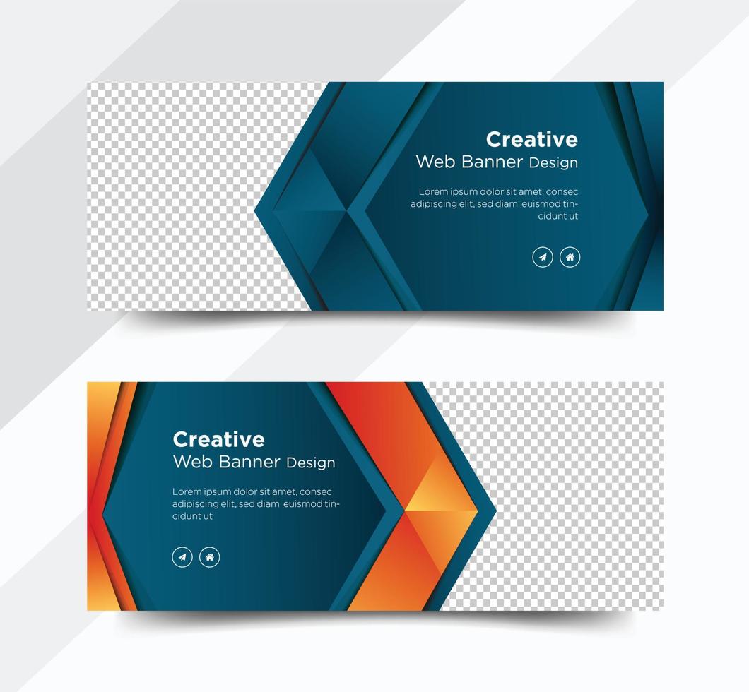 Business web banner, social media cover design vector