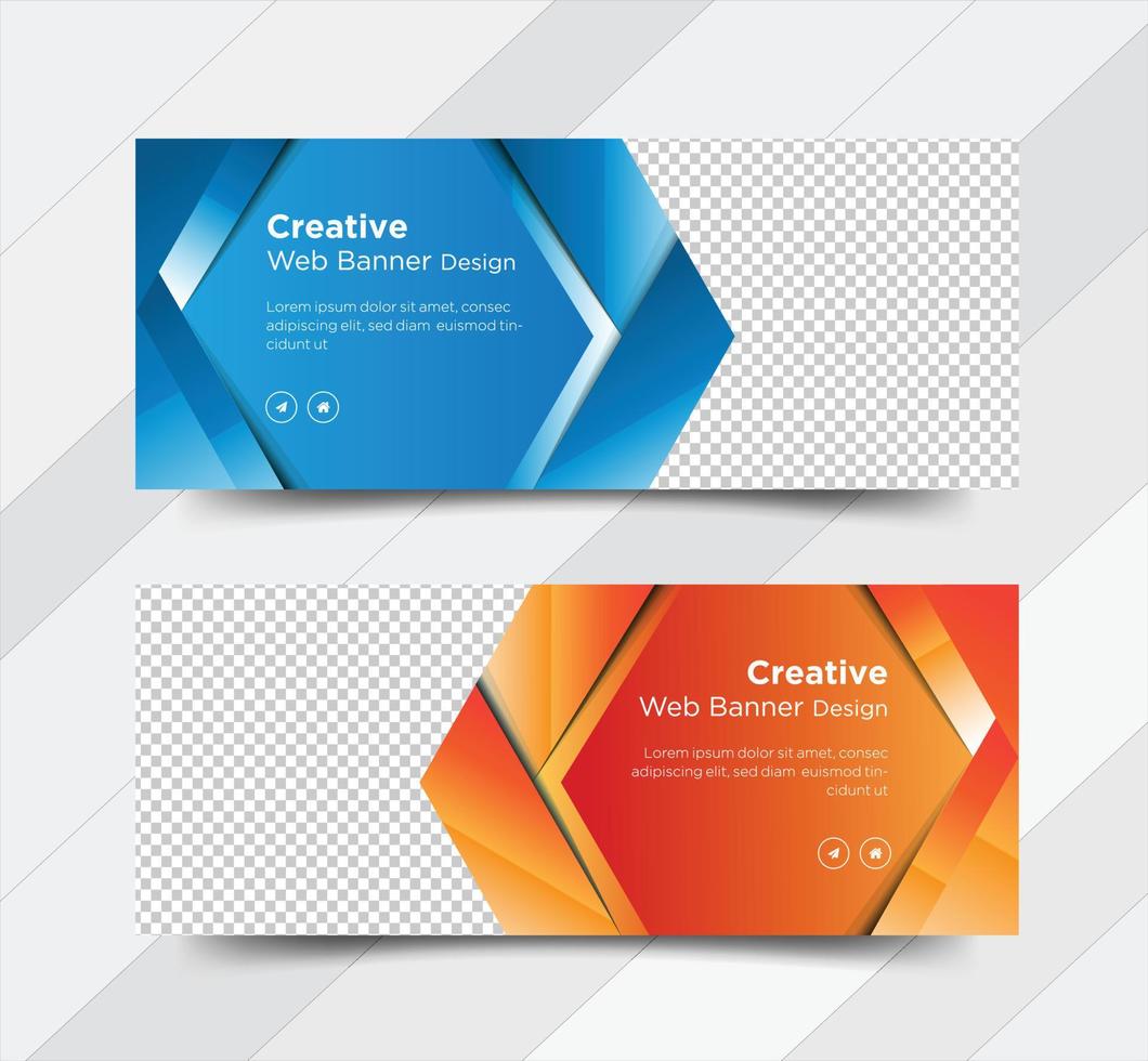 Business web banner, social media cover design vector