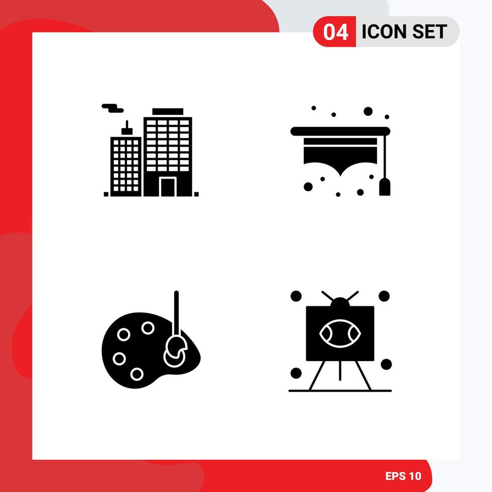 Stock Vector Icon Pack of 4 Line Signs and Symbols for building drawing city student football Editable Vector Design Elements