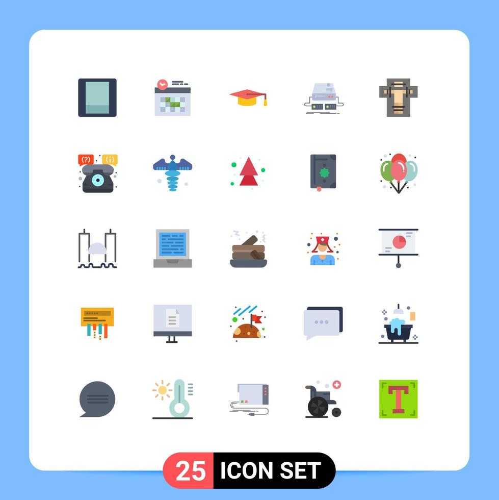 Modern Set of 25 Flat Colors Pictograph of decapitate bed education drive gaming Editable Vector Design Elements