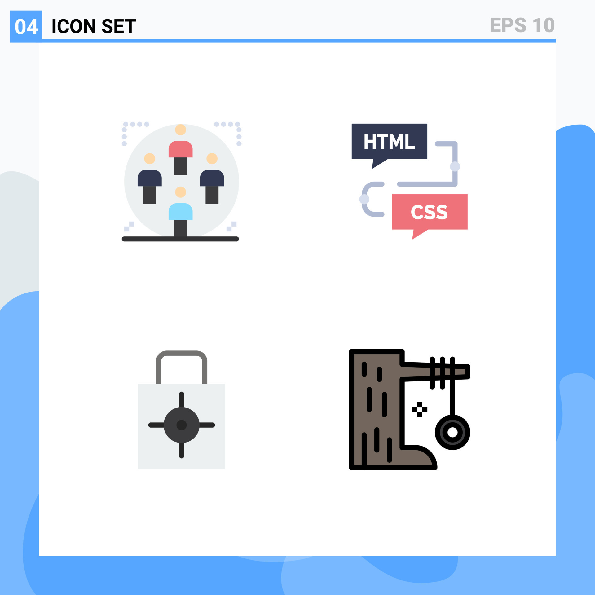 Pictogram Set of 4 Simple Flat Icons of user programming man develop ...