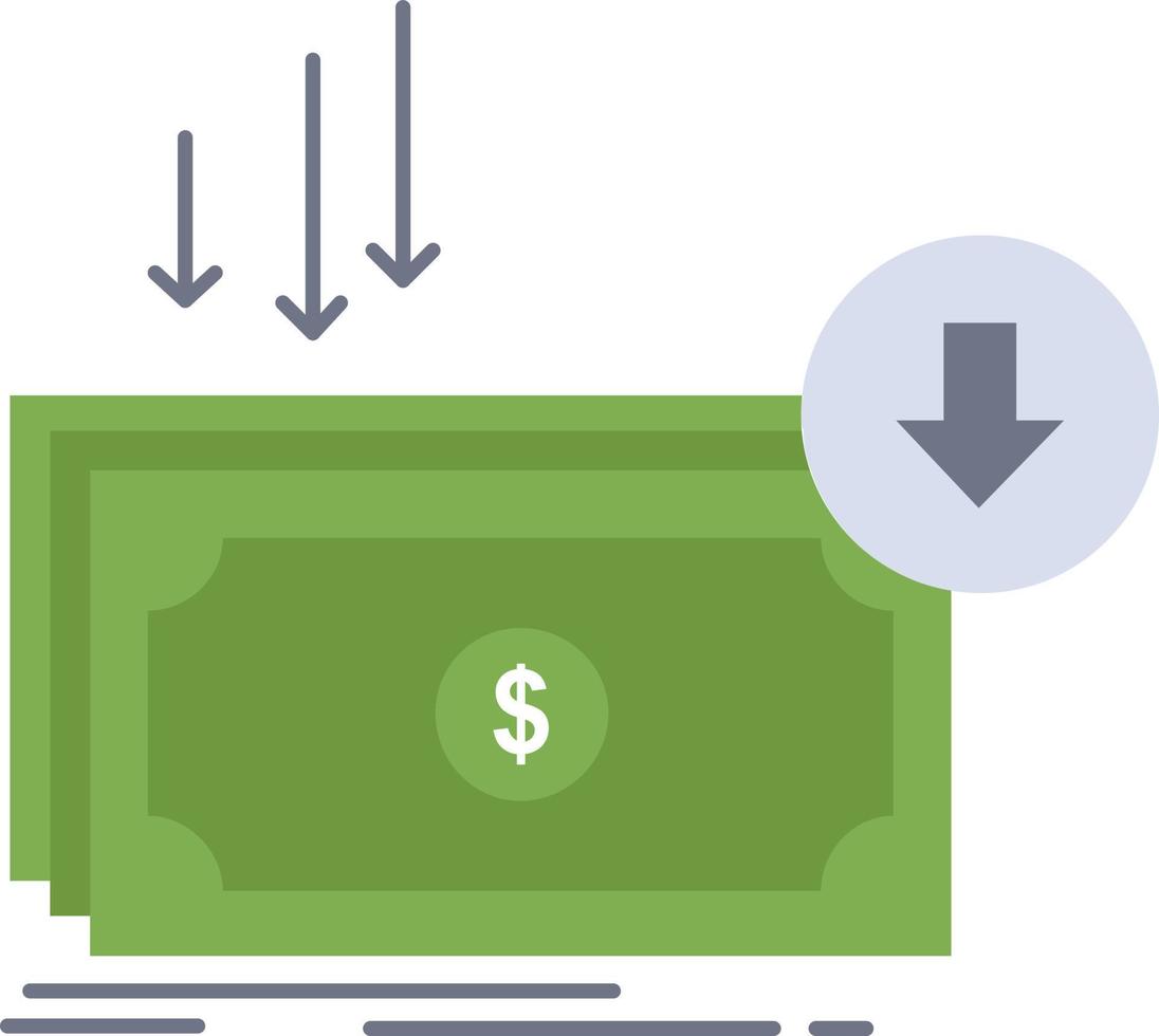 negocio costo corte gasto financiar dinero color plano icono vector