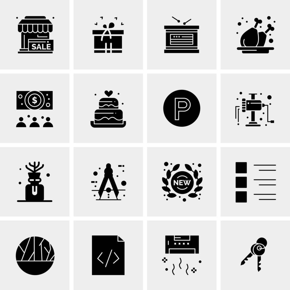 16 iconos de negocios universales vector ilustración de icono creativo para usar en proyectos relacionados con la web y dispositivos móviles