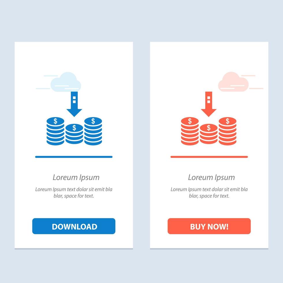 Coins Cash Money Down Arrow  Blue and Red Download and Buy Now web Widget Card Template vector