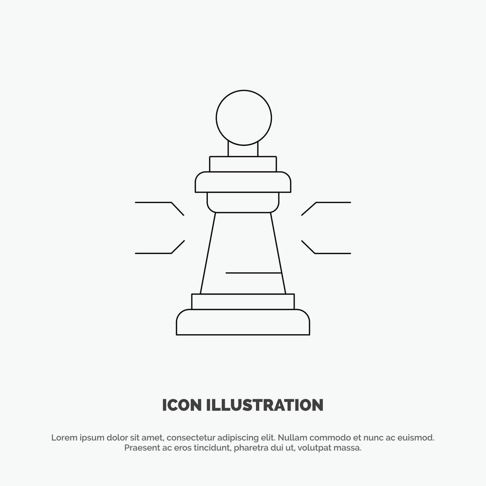Chess Advantage Business Figures Game Strategy Tactic Line Icon Vector