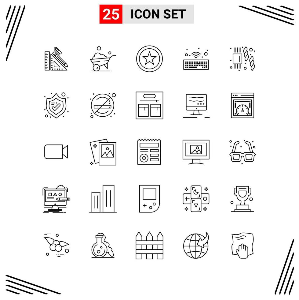 25 iconos estilo de línea cuadrícula basada en símbolos de contorno creativo para el diseño de sitios web signos de icono de línea simple aislados en fondo blanco conjunto de 25 iconos vector