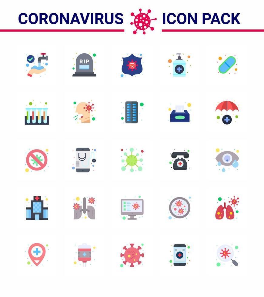 COVID19 corona virus contamination prevention Blue icon 25 pack such as medical care protection wash hand viral coronavirus 2019nov disease Vector Design Elements