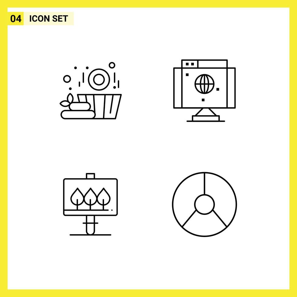 4 Universal Filledline Flat Colors Set for Web and Mobile Applications sauna easter computer technology chart Editable Vector Design Elements