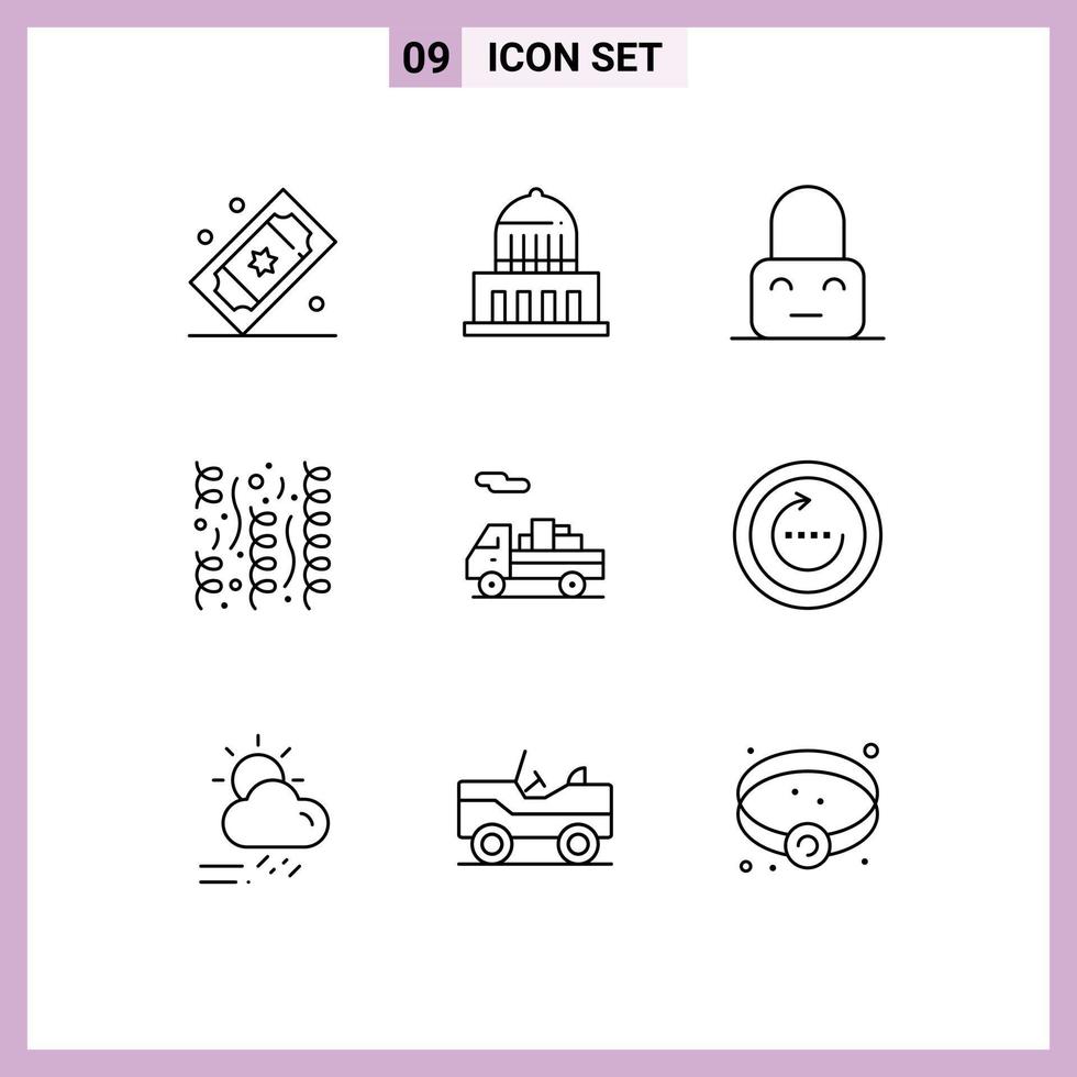 9 iconos creativos signos y símbolos modernos de la fiesta de entrega usa fuegos artificiales elementos de diseño vectorial editables para padres vector