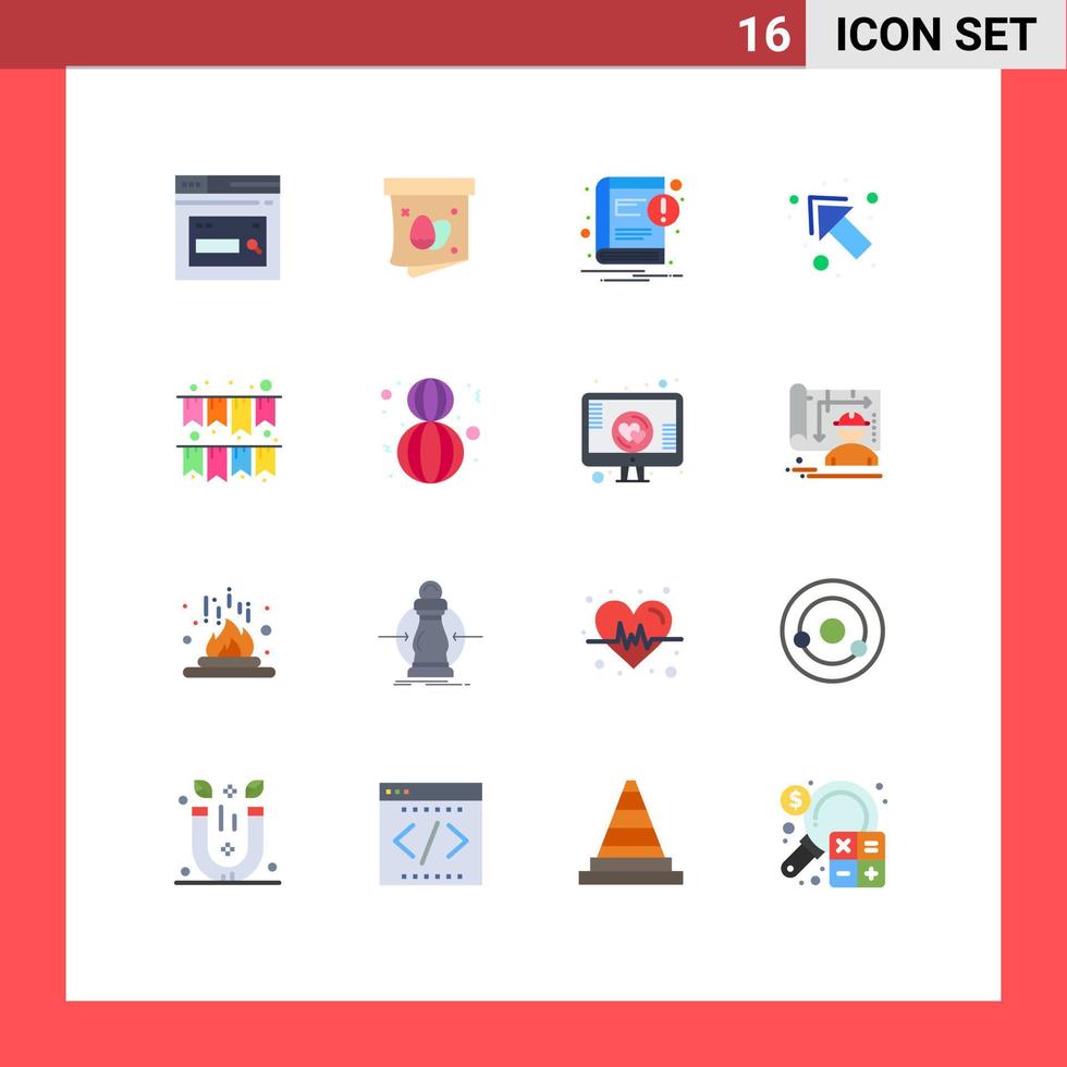 paquete de interfaz de usuario de 16 colores planos básicos de guirnalda izquierda notificación de vacaciones paquete editable de elementos de diseño de vectores creativos