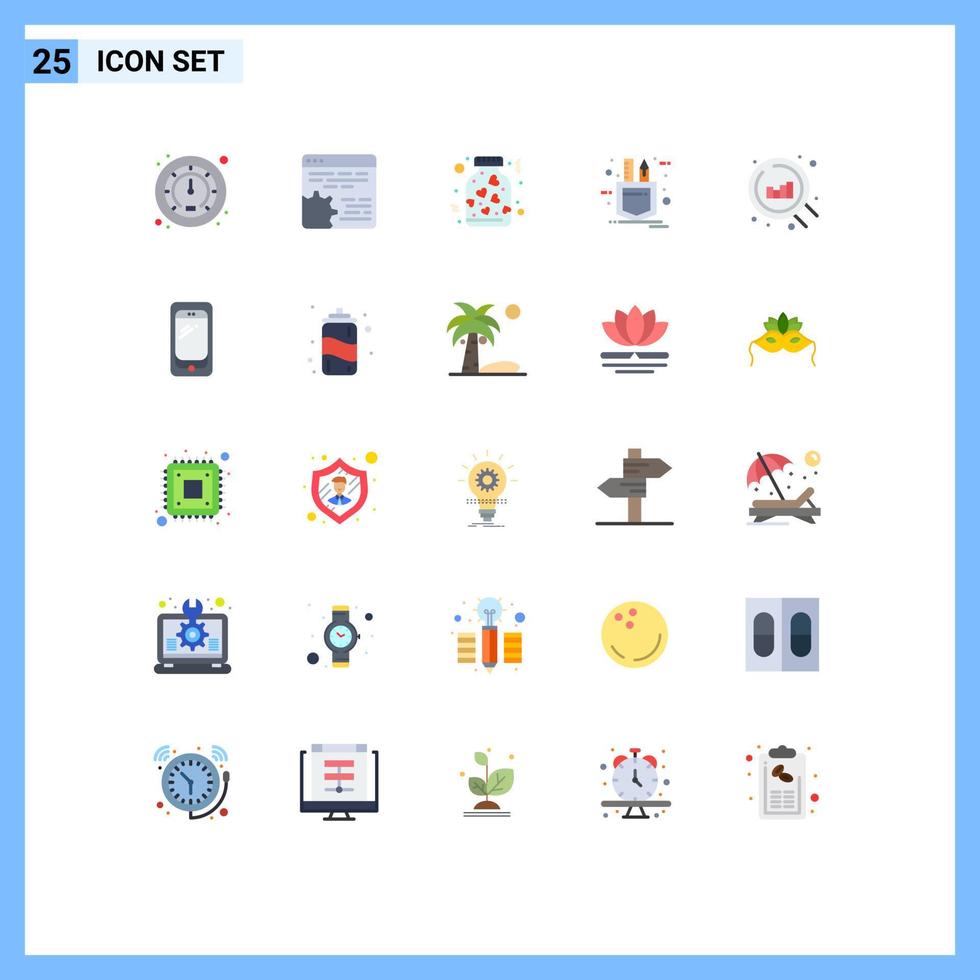 Set of 25 Modern UI Icons Symbols Signs for chart sketch heart tools patch Editable Vector Design Elements