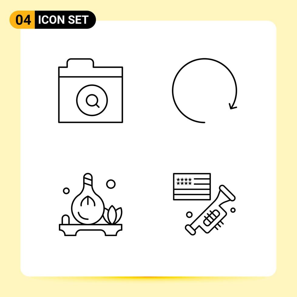 Universal Icon Symbols Group of 4 Modern Filledline Flat Colors of search aroma arrow herb speaker Editable Vector Design Elements