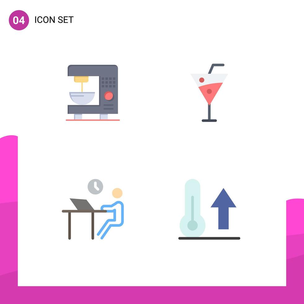 Pack of 4 creative Flat Icons of coffee job machine beverage person Editable Vector Design Elements