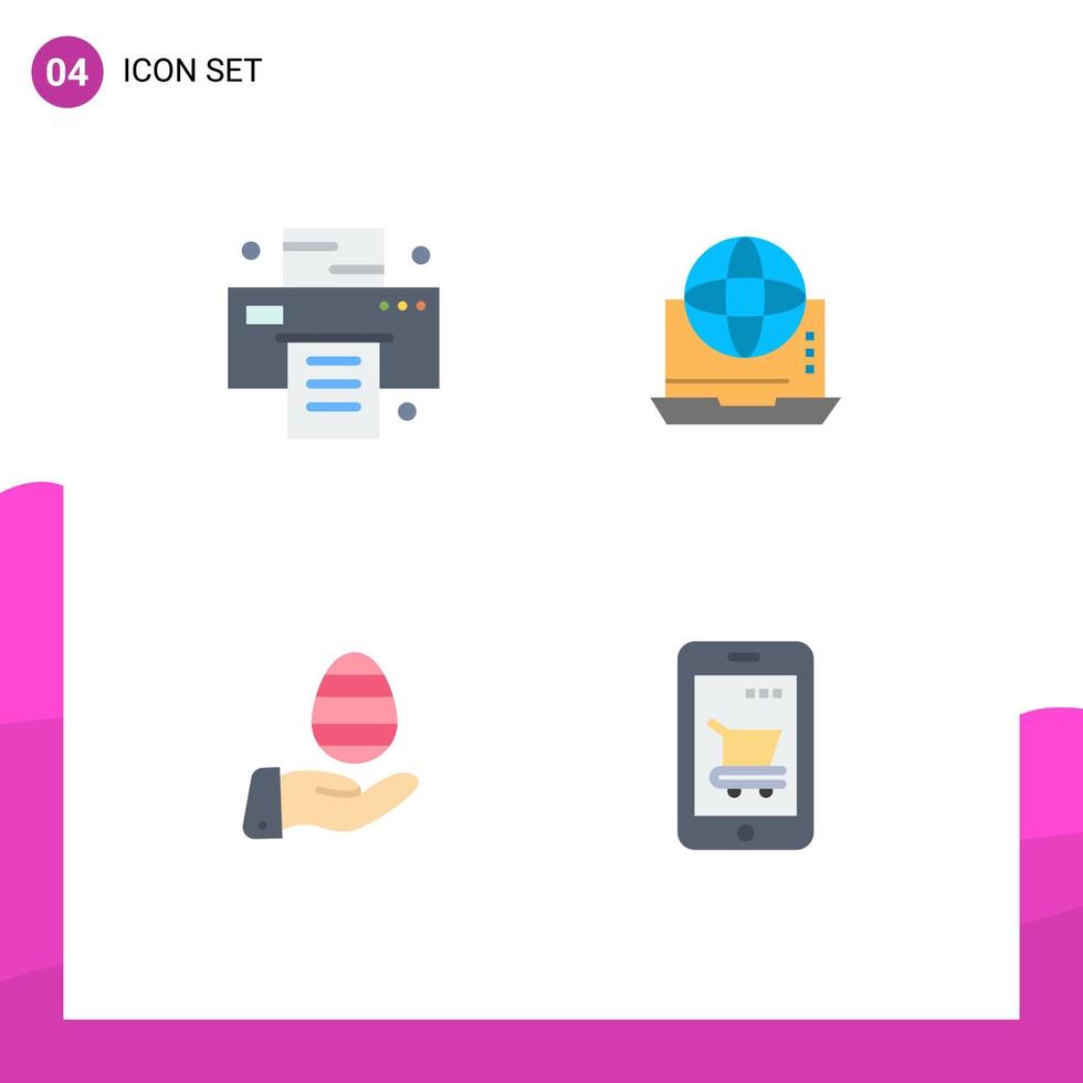 Modern Set of 4 Flat Icons and symbols such as office hand internet connection easter Editable Vector Design Elements