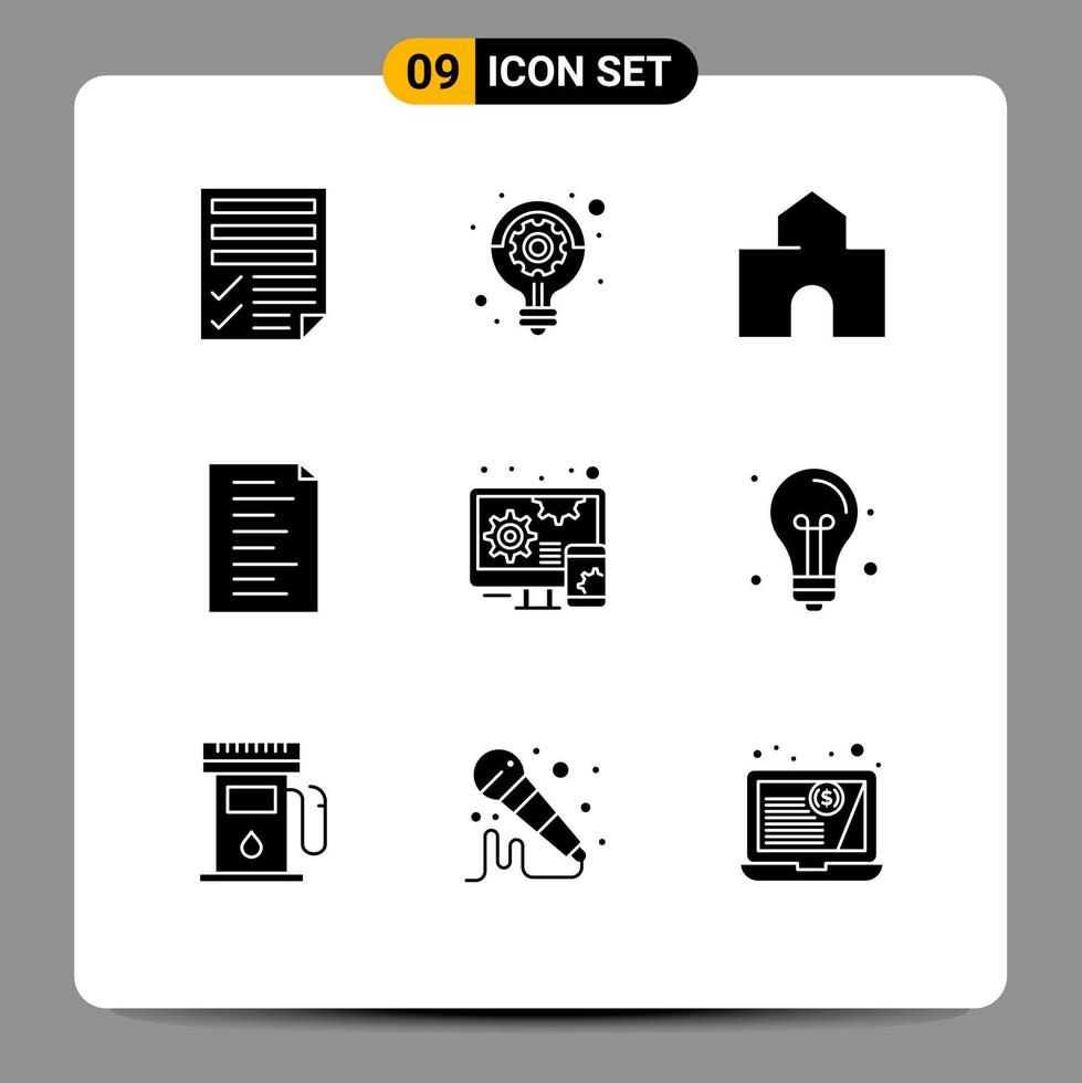 9 Solid Glyph concept for Websites Mobile and Apps adaptive html idea code landmark Editable Vector Design Elements