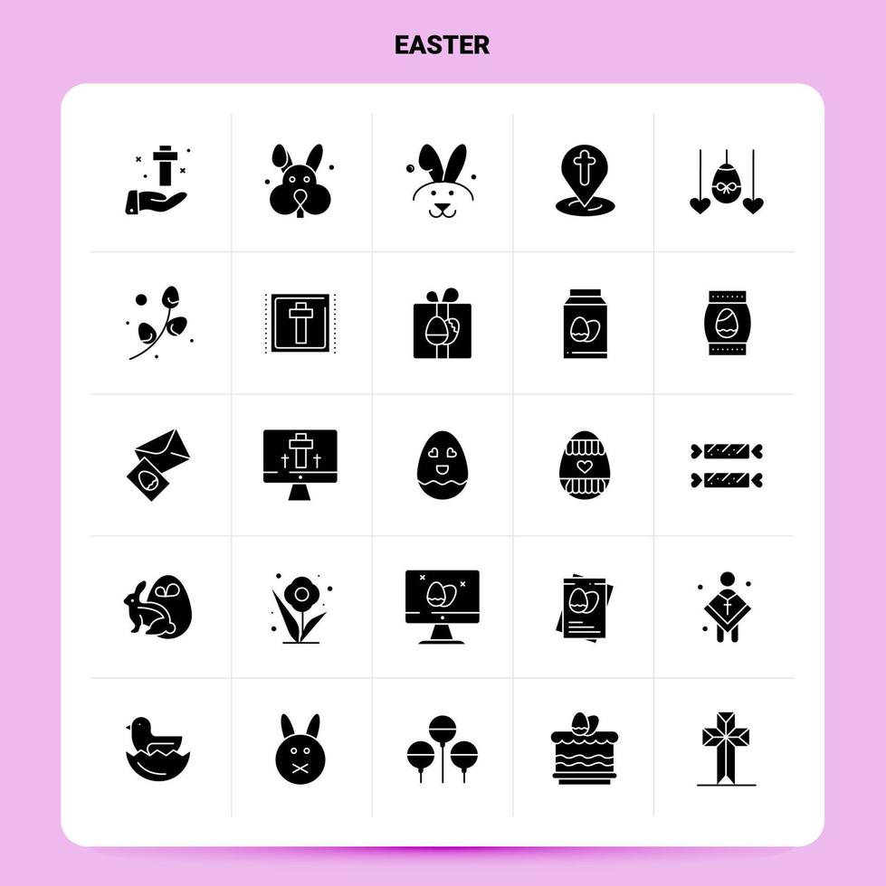 Solid 25 Easter Icon set Vector Glyph Style Design Black Icons Set Web and Mobile Business ideas design Vector Illustration