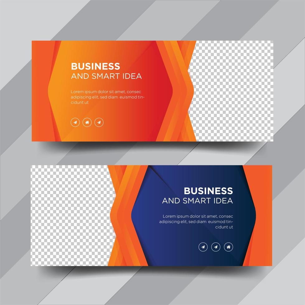 Business web banner, social media cover design vector