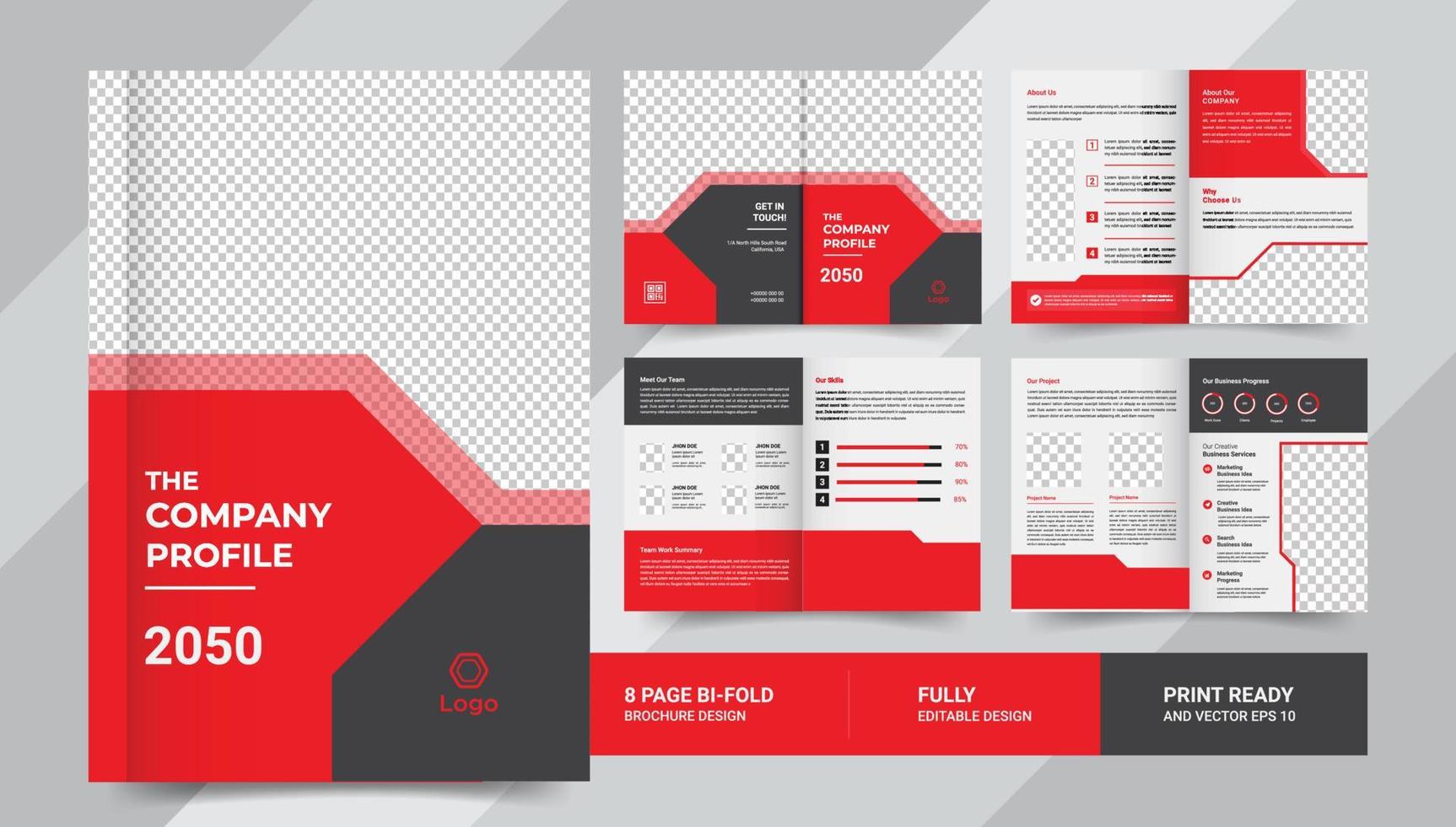 8 pages company brochure design vector
