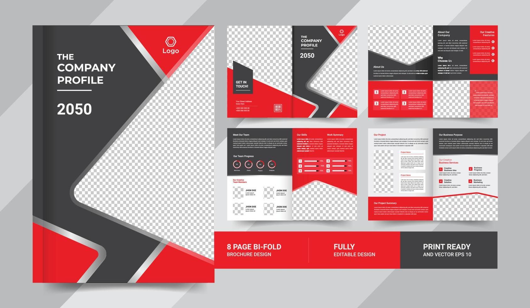 8 Pages company brochure design vector