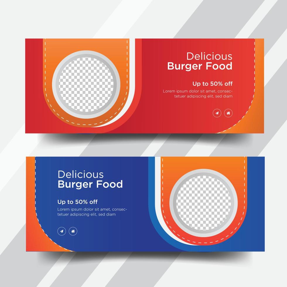 Food, burger web banner templates design vector