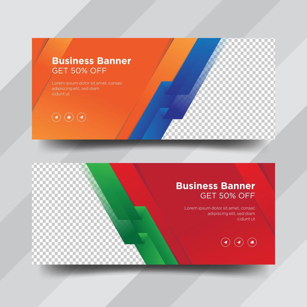 Business web banner, social media cover design vector