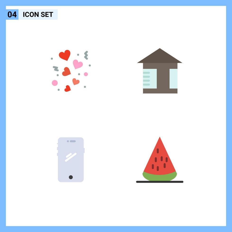 conjunto de 4 iconos de ui modernos símbolos signos para el día teléfono inteligente tablero de san valentín android elementos de diseño vectorial editables vector