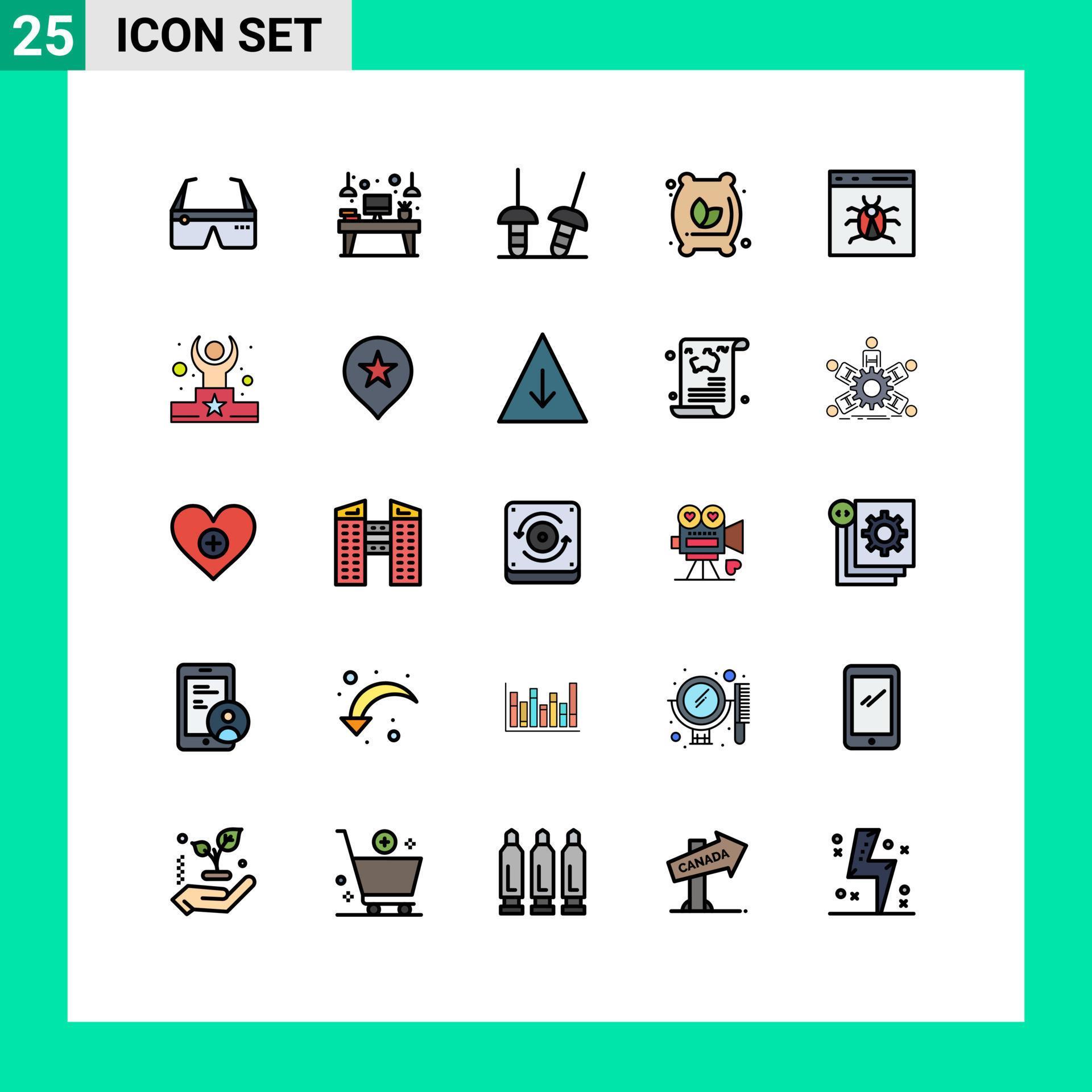 Group of 25 Filled line Flat Colors Signs and Symbols for app flour