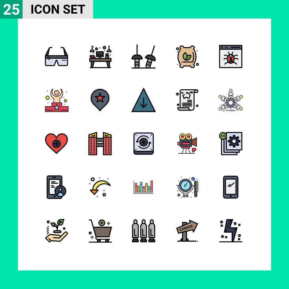 Group of 25 Filled line Flat Colors Signs and Symbols for app flour sack device flour bag sport Editable Vector Design Elements