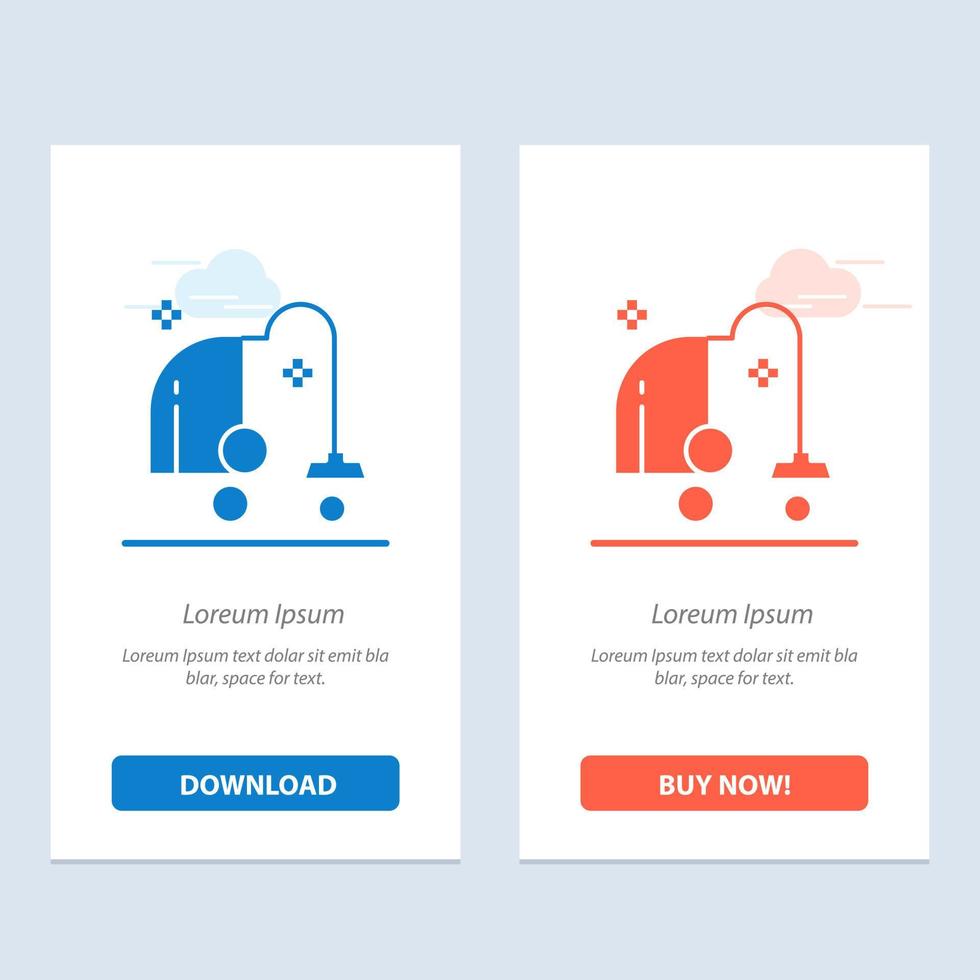 Cleaning Electrical Equipment Vacuum  Blue and Red Download and Buy Now web Widget Card Template vector