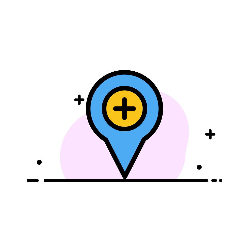 pin de navegación del mapa de ubicación más plantilla de banner de vector de icono lleno de línea plana de negocios