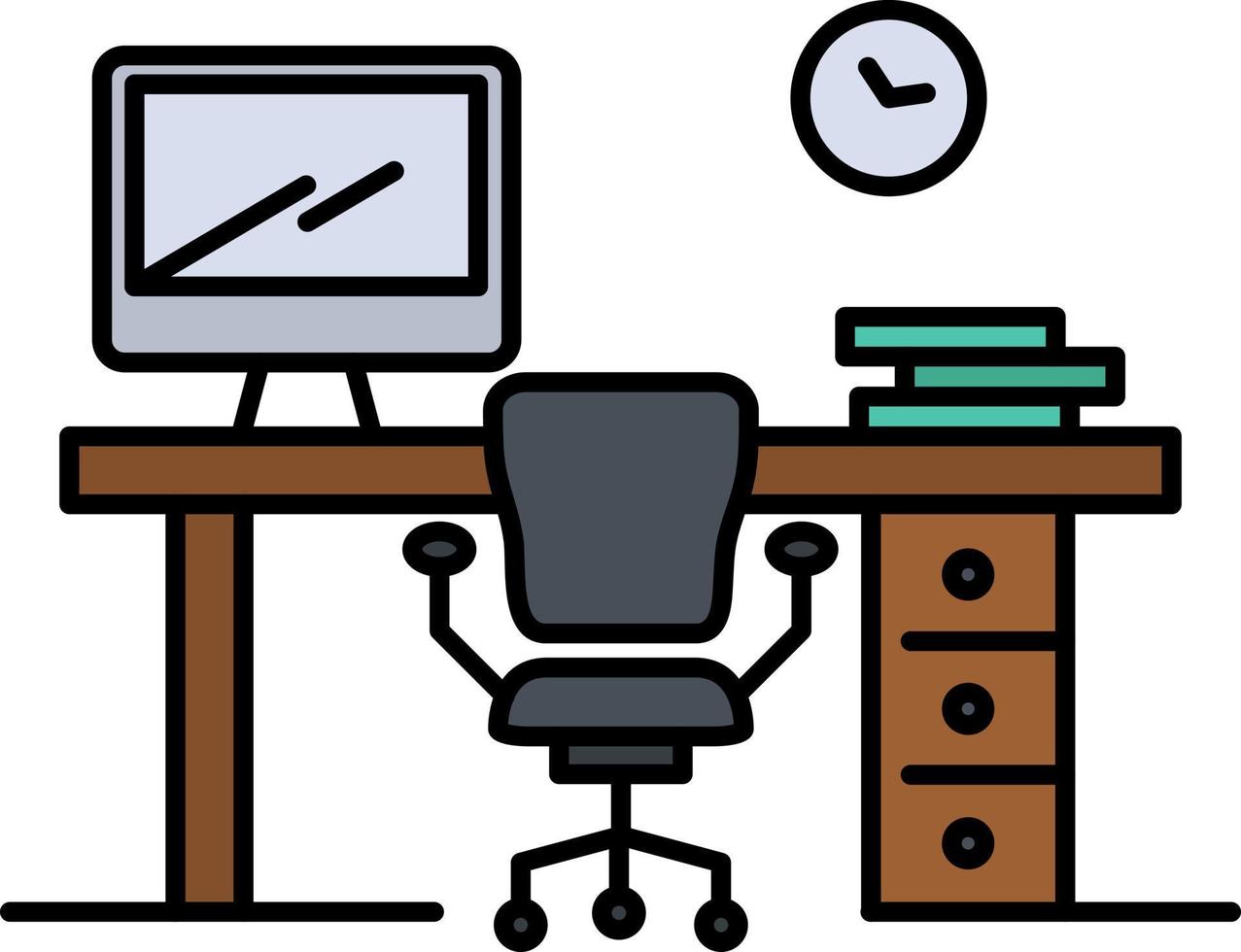 Office Space Chair Office Table Room  Flat Color Icon Vector icon banner Template