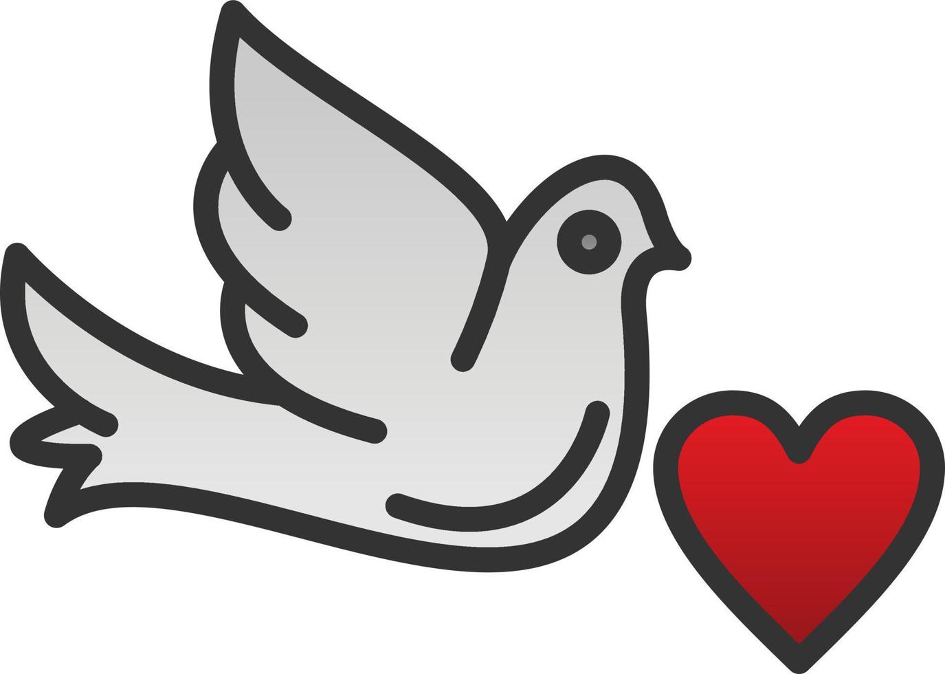 Dove with Heart Vector Icon Design