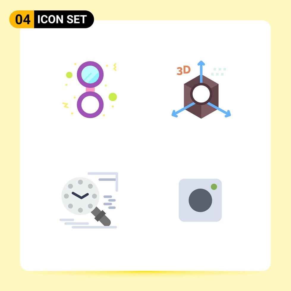 Flat Icon Pack of 4 Universal Symbols of bathroom search solid development time Editable Vector Design Elements