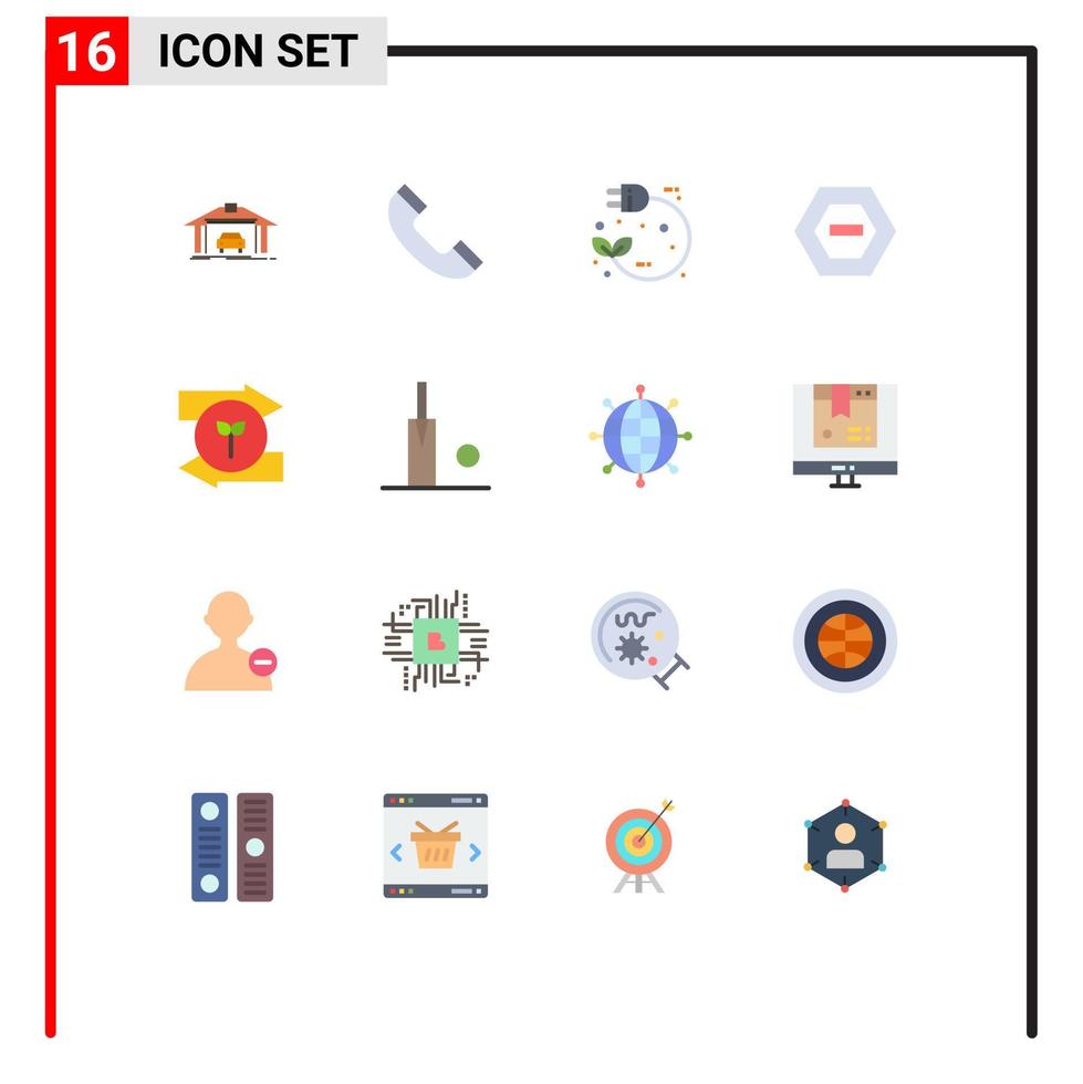 16 Thematic Vector Flat Colors and Editable Symbols of left data electric minus hexagon Editable Pack of Creative Vector Design Elements