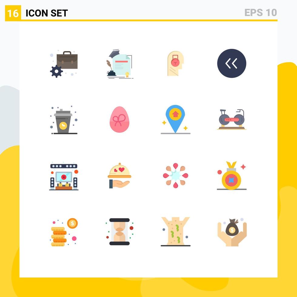 Group of 16 Flat Colors Signs and Symbols for left back agreement arrows data Editable Pack of Creative Vector Design Elements