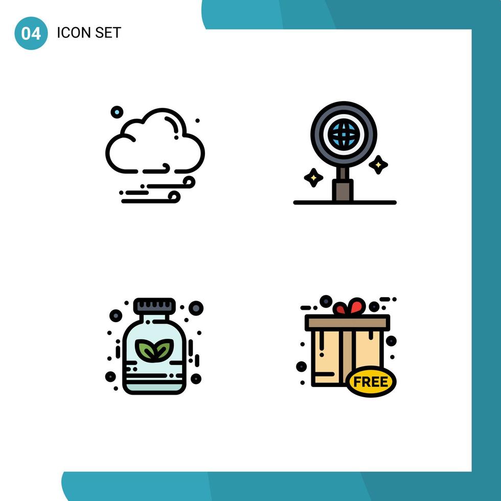 conjunto de 4 iconos modernos de la interfaz de usuario símbolos signos para la medicina en la nube elementos alternativos de diseño de vectores cibernéticos editables