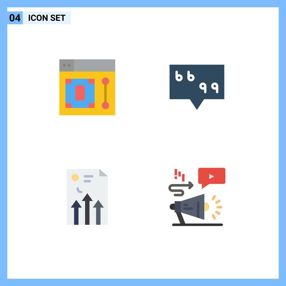 Pictogram Set of 4 Simple Flat Icons of web document tool quote report Editable Vector Design Elements