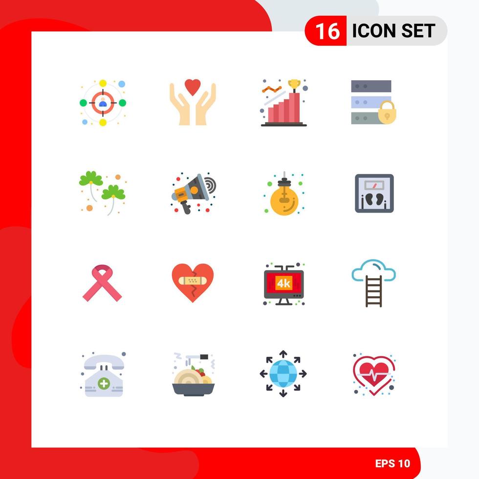 Pictogram Set of 16 Simple Flat Colors of irish clover goal key electronic Editable Pack of Creative Vector Design Elements