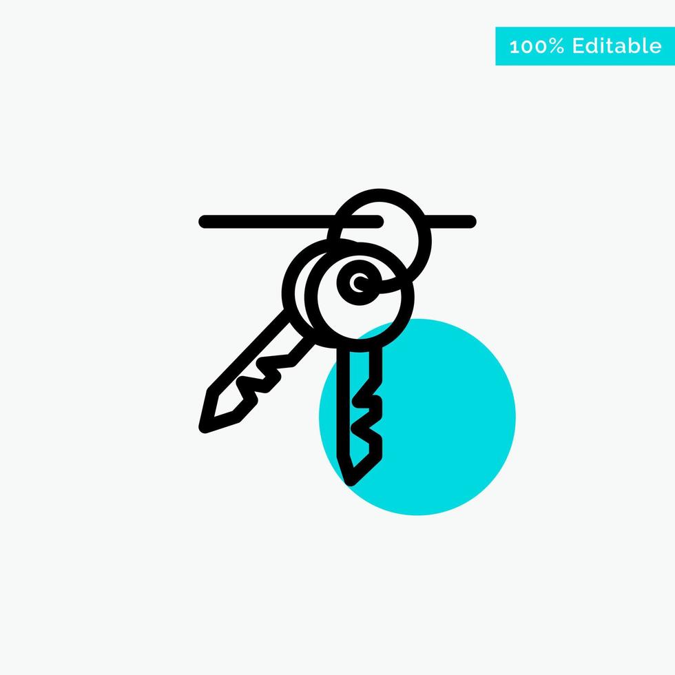 Hotel Key Room Keys turquoise highlight circle point Vector icon