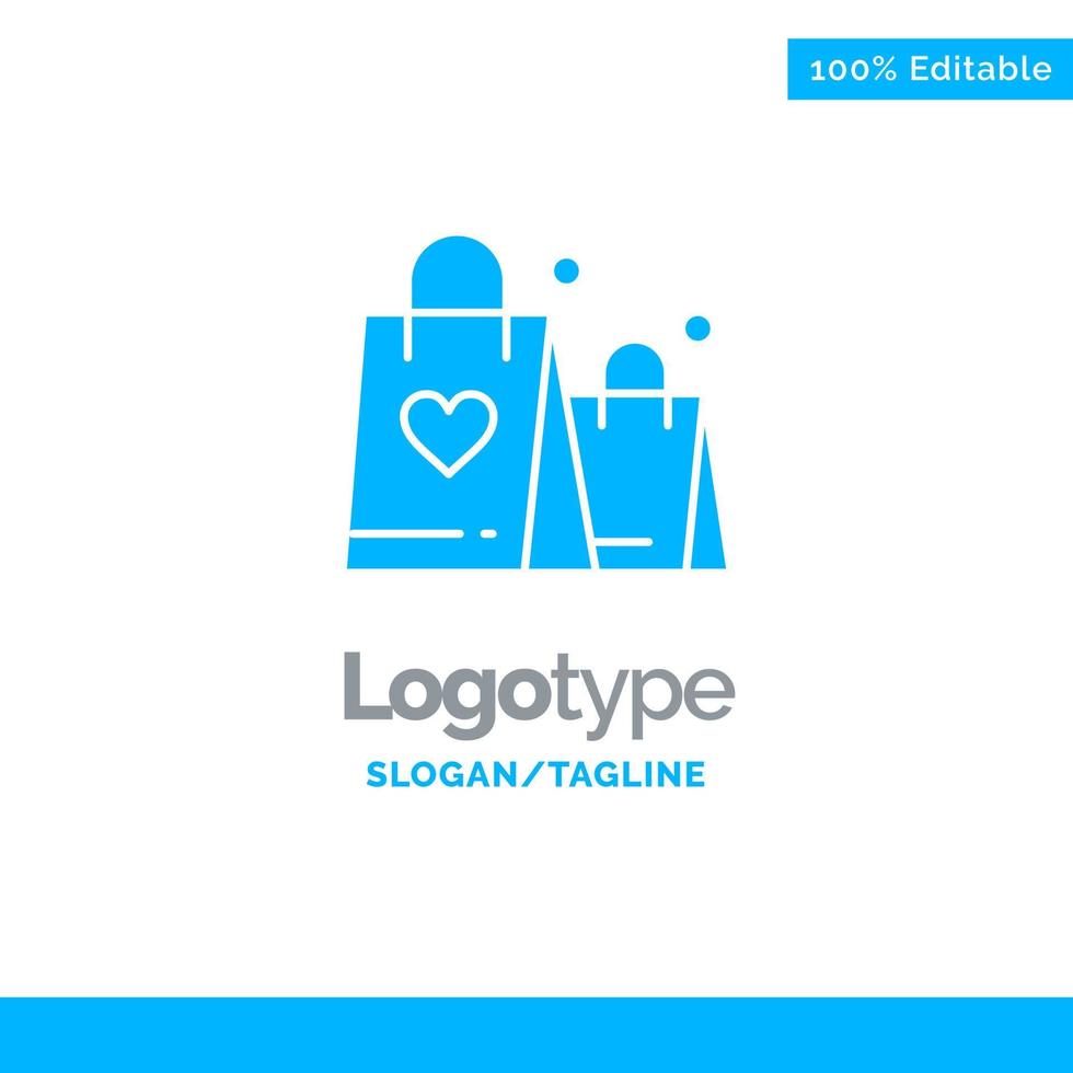 bolso amor corazón boda azul sólido logotipo plantilla lugar para eslogan vector